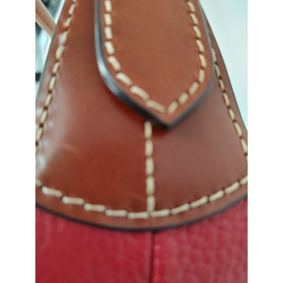 Dooney & Bourke Red Paige Sac Large Shoulder Bag Pebble Grain Leather Tassels - Picture 9 of 16